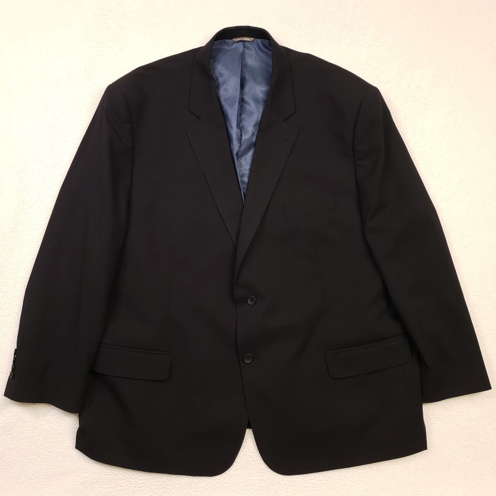 Oak Hill Suit Jacket Mens 56 Long Black Wool Blend Stretch Blazer Big & Tall
